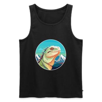 Iguana Watercolor Cartoon Kawaii Pet Animal Colorf - Men's Premium Organic Tank Top - black - Front - AI Model Male 178 light (178cm)
