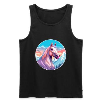 Pferd Aquarell Karikatur Kawaii Haustier Tier Farbefu - Männer Premium Bio Tank Top - Schwarz - Vorne - Michal (187cm)