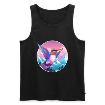 Colibri Aquarelle Dessin Animé Kawaii Animal De Compagnie C - Débardeur bio Premium Homme - noir - Devant - Michal (187cm)