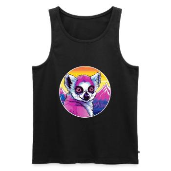 Lemur Watercolor Cartoon Kawaii Pet Animal Colorfu - Men's Premium Organic Tank Top - black - Front - Michal (187cm)