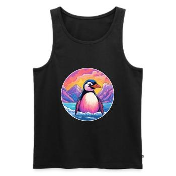 Penguin Watercolor Cartoon Kawaii Pet Animal Color - Men's Premium Organic Tank Top - black - Front - Michal (187cm)