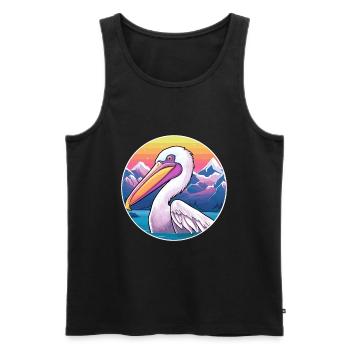 Pélican Aquarelle Dessin Animé Kawaii Animal De Compagnie Animal Couleur - Débardeur bio Premium Homme - noir - Devant - Michal (187cm)
