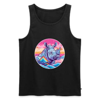 Rhino Watercolor Cartoon Kawaii Pet Animal Colorfu - Men's Premium Organic Tank Top - black - Front - AI Model Male 178 light (178cm)