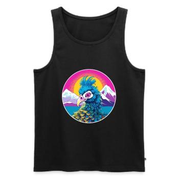 Paon Aquarelle Dessin Animé Kawaii Animal De Compagnie Animal Couleur - Débardeur bio Premium Homme - noir - Devant - Michal (187cm)