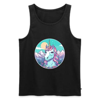 Licorne Aquarelle Dessin Animé Kawaii Animal De Compagnie Animal Couleur - Débardeur bio Premium Homme - noir - Devant - Michal (187cm)