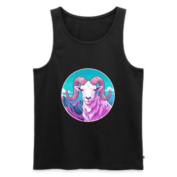 Ram Watercolor Cartoon Kawaii Pet Animal Colorful - Men's Premium Organic Tank Top - black - Front - AI Model Male 178 light (178cm)