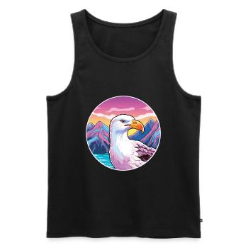 Seagull Watercolor Cartoon Kawaii Pet Animal Color - Men's Premium Organic Tank Top - black - Front - Michal (187cm)