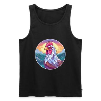 Hahn Aquarell Karikatur Kawaii Haustier Tier Farbe - Männer Premium Bio Tank Top - Schwarz - Vorne - AI Model Male 178 light (178cm)