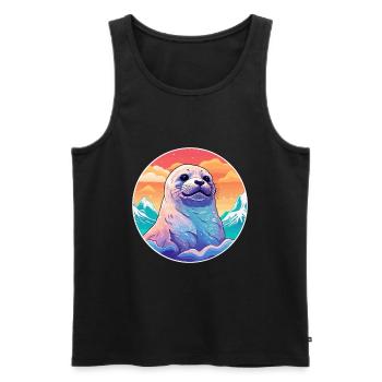 Siegel Aquarell Karikatur Kawaii Haustier Tier Bunt - Männer Premium Bio Tank Top - Schwarz - Vorne - Michal (187cm)