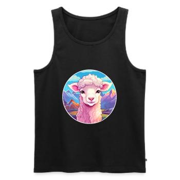 Mouton Aquarelle Dessin Animé Kawaii Animal Animal Colorfu - Débardeur bio Premium Homme - noir - Devant - AI Model Male 178 light (178cm)