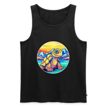 Tortue Aquarelle Dessin Animé Kawaii Animal De Compagnie Colorf - Débardeur bio Premium Homme - noir - Devant - Michal (187cm)