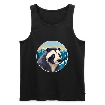 Blaireau Aquarelle Dessin Animé Kawaii Animal De Compagnie Colorf - Débardeur bio Premium Homme - noir - Devant - AI Model Male 178 light (178cm)