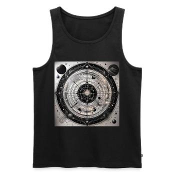 Galaxy’s Edge - Jeu de fléchettes interstellaire - Débardeur bio Premium Homme - noir - Devant - AI Model Male 178 light (178cm)