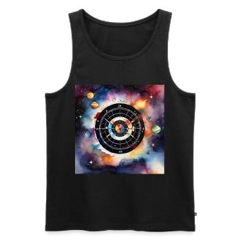 Cosmic Dart Carnival - Men's Premium Organic Tank Top - black - Front - AI Model Male 178 light (178cm)
