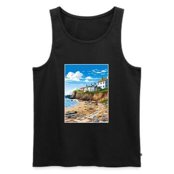 Rock Village Cornwall Vintage Reiseposter WPA - Männer Premium Bio Tank Top - Schwarz - Vorne - AI Model Male 178 light (178cm)