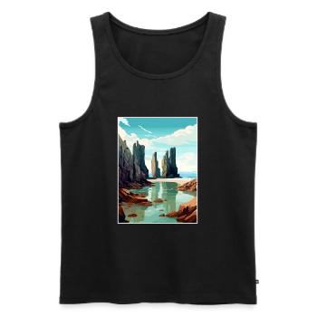Isle Of Lewis Scotland Vintage Travel Poster WPA - Men's Premium Organic Tank Top - black - Front - AI Model Male 178 light (178cm)