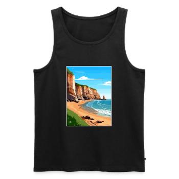 Torquay Cliffs England Vintage Travel Poster WPA - Men's Premium Organic Tank Top - black - Front - AI Model Male 178 light (178cm)
