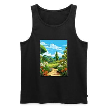 Trebah Garden Cornwall Affiche de voyage Vintage WPA - Débardeur bio Premium Homme - noir - Devant - Michal (187cm)