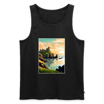 Dunluce Castle Irlande Vintage Travel Poster WPA - Débardeur bio Premium Homme - noir - Devant - AI Model Male 178 light (178cm)