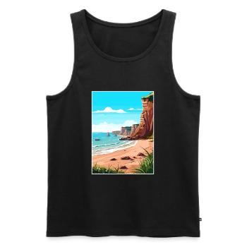 Torquay Cliffs England Vintage Travel Poster WPA - Men's Premium Organic Tank Top - black - Front - AI Model Male 178 light (178cm)