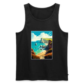 Côte jurassique Angleterre Affiche de voyage vintage WPA - Débardeur bio Premium Homme - noir - Devant - Michal (187cm)