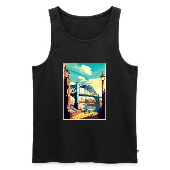 Newcastle England Vintage Travel Poster Souvenir - Men's Premium Organic Tank Top - black - Front - AI Model Male 178 light (178cm)