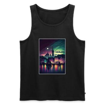 Galway Skyline Irland Vintage Reiseposter WPA - Männer Premium Bio Tank Top - Schwarz - Vorne - Michal (187cm)