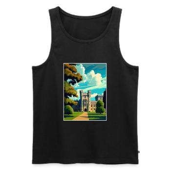 Château de Windsor Écosse Vintage voyage affiche WPA - Débardeur bio Premium Homme - noir - Devant - AI Model Male 178 light (178cm)