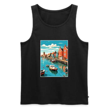 Whitstable Angleterre Kent Vintage voyage affiche WPA - Débardeur bio Premium Homme - noir - Devant - Michal (187cm)