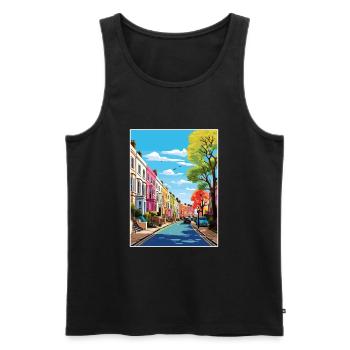 Notting Hill Londres Vintage voyage affiche Souvenir - Débardeur bio Premium Homme - noir - Devant - Michal (187cm)