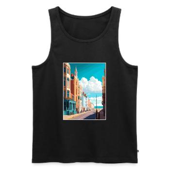 Brighton décoration Vintage voyage affiche Souvenir - Débardeur bio Premium Homme - noir - Devant - Michal (187cm)