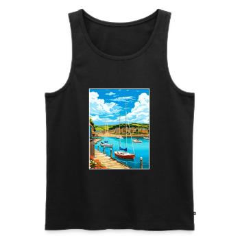 St Austell Cornwall Vintage voyage affiche Souvenir - Débardeur bio Premium Homme - noir - Devant - Michal (187cm)