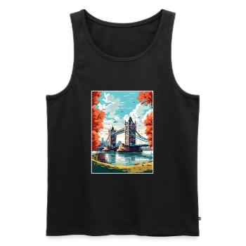 Tower Bridge England Vintage Travel Poster WPA Art - Men's Premium Organic Tank Top - black - Front - AI Model Male 178 light (178cm)