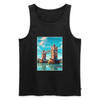 Tower Bridge England Vintage Travel Poster WPA Art - Men's Premium Organic Tank Top - black - Front - AI Model Male 178 light (178cm)
