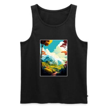 Eden Project Angleterre Vintage voyage affiche WPA Art - Débardeur bio Premium Homme - noir - Devant - AI Model Male 178 light (178cm)