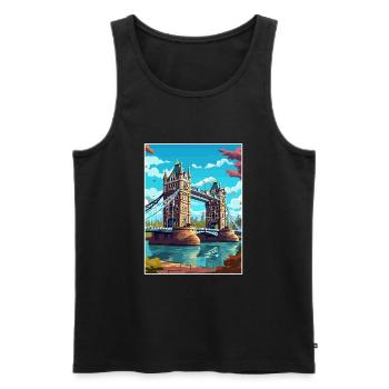 Tower Bridge England Vintage Travel Poster WPA Art - Men's Premium Organic Tank Top - black - Front - AI Model Male 178 light (178cm)