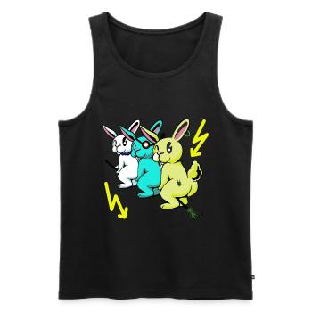 Lapin Voyage Balai Vol Protection de l’environnement Eco Changement climatique - Débardeur bio Premium Homme - noir - Devant - Michal (187cm)