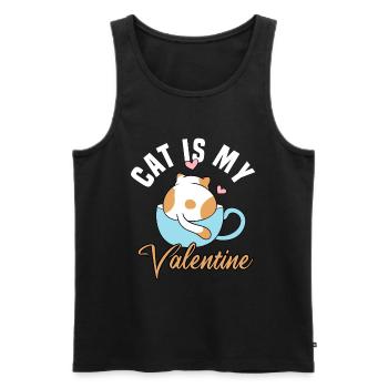 Le chat est mon Valentin - Débardeur bio Premium Homme - noir - Devant - Michal (187cm)