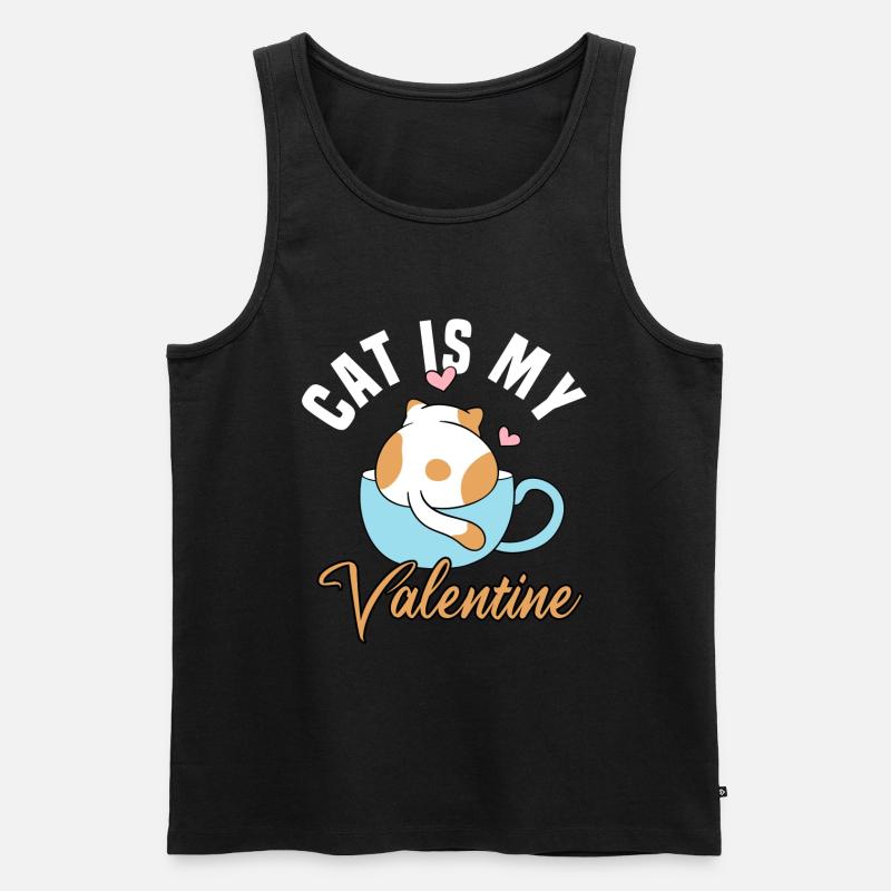 cat is my valentine - Männer Premium Bio Tank Top - Schwarz