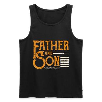 Père et fils - Débardeur bio Premium Homme - noir - Devant - AI Model Male 178 light (178cm)