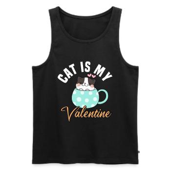 my cat is my valentine - Männer Premium Bio Tank Top - Schwarz - Vorne - Michal (187cm)