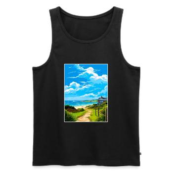 Polzeath Cornwall Vintage voyage affiche Souvenir - Débardeur bio Premium Homme - noir - Devant - Michal (187cm)