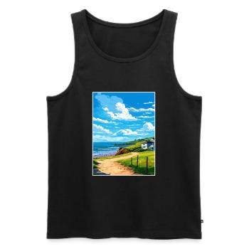Polzeath Cornwall Vintage voyage affiche Souvenir - Débardeur bio Premium Homme - noir - Devant - Michal (187cm)