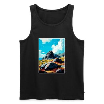 Glyder Fach gallois Vintage voyage affiche Souvenir - Débardeur bio Premium Homme - noir - Devant - Michal (187cm)