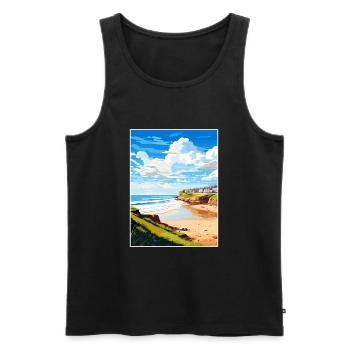 Polzeath Cornwall Vintage voyage affiche Souvenir - Débardeur bio Premium Homme - noir - Devant - Michal (187cm)