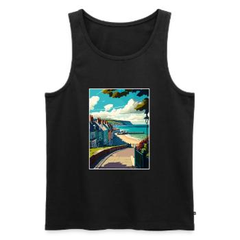 Lyme Regis Angleterre Vintage voyage affiche Souvenir - Débardeur bio Premium Homme - noir - Devant - Michal (187cm)