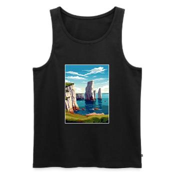 Beachy Head Sussex Vintage voyage affiche Souvenir - Débardeur bio Premium Homme - noir - Devant - Michal (187cm)