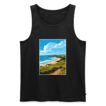 Polkerris Cornwall Vintage voyage affiche Souvenir - Débardeur bio Premium Homme - noir - Devant - Michal (187cm)
