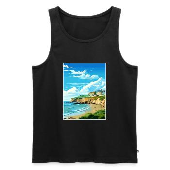Portreath Cornwall Vintage voyage affiche Souvenir - Débardeur bio Premium Homme - noir - Devant - Michal (187cm)
