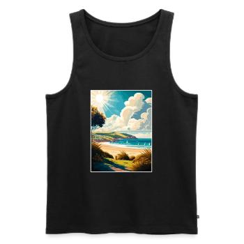 Woolacombe Angleterre Affiche de voyage vintage souvenir - Débardeur bio Premium Homme - noir - Devant - Michal (187cm)